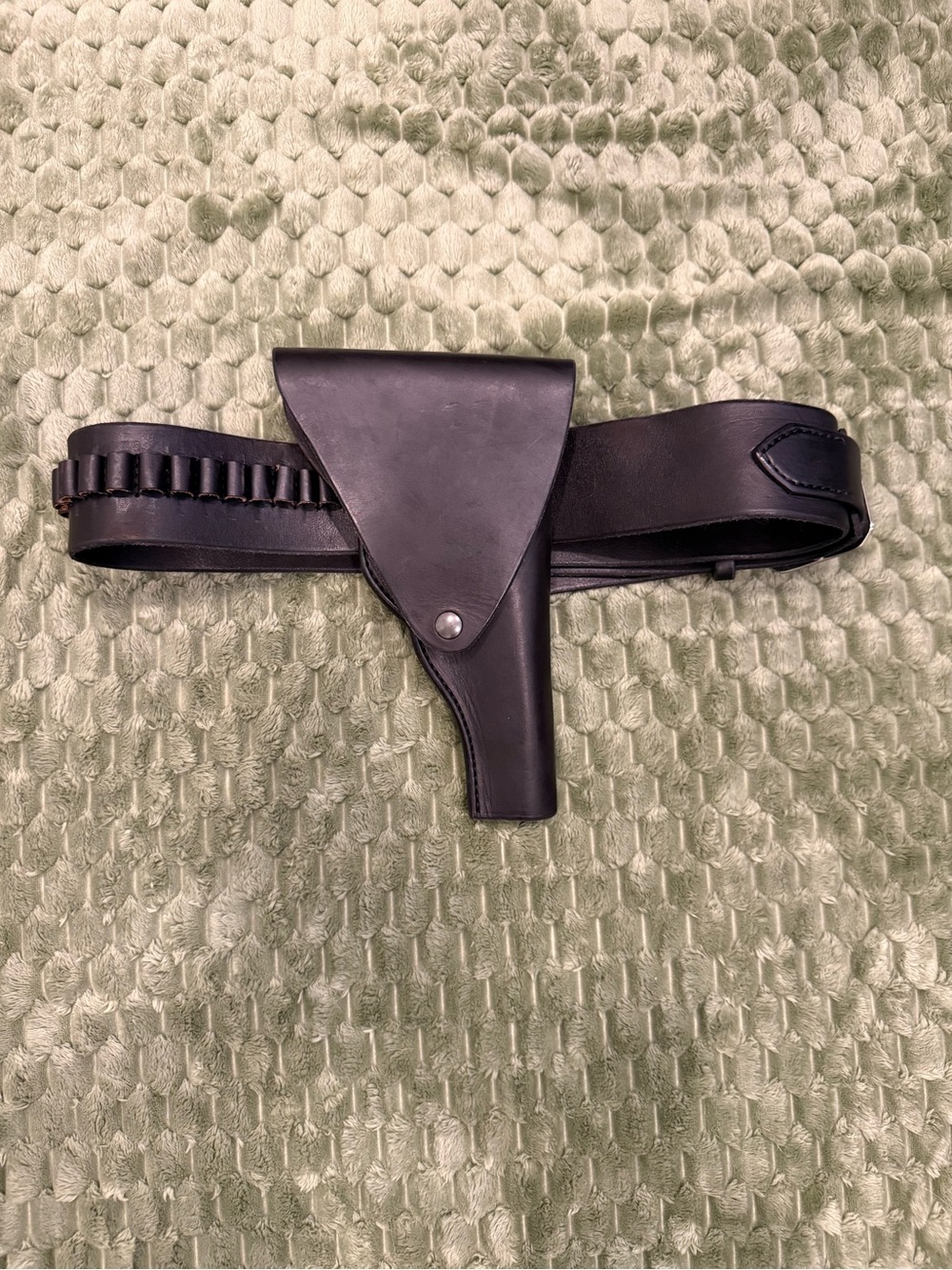 Black Leather Western Bandolier/Holster with 20 Ammo Loops